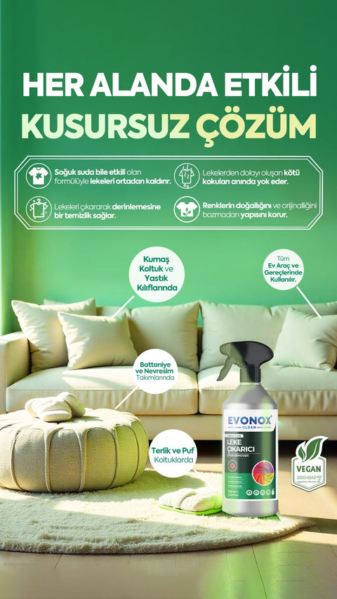 Evonox Clean Çok Amaçlı Ultra Güçlü Leke Çıkarıcı Sprey