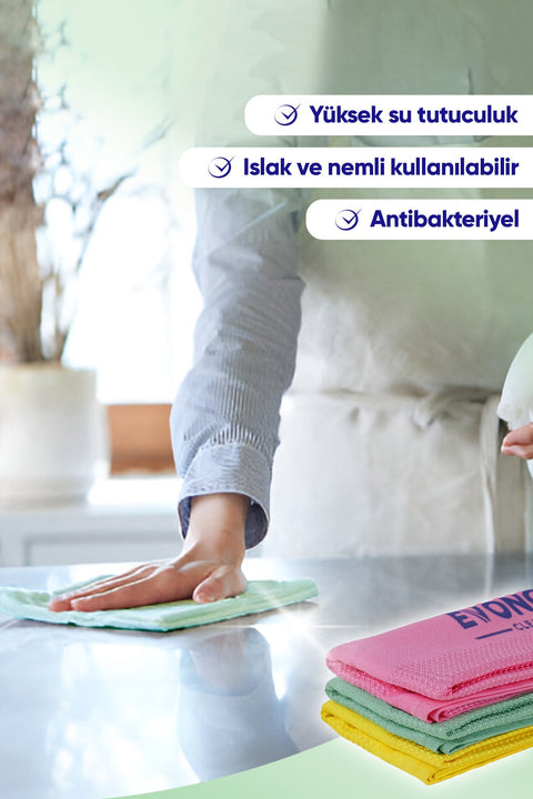 Evonox Clean Mikrofiber Çok Amaçlı Temizlik Bezi 3'lü Set
