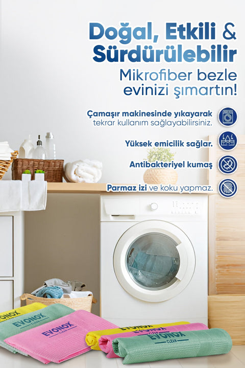 Evonox Clean Mikrofiber Çok Amaçlı Temizlik Bezi 3'lü Set