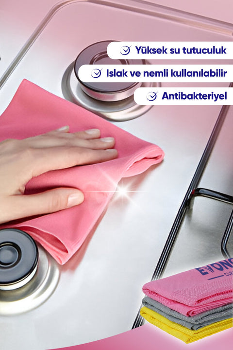 Evonox Clean Mikrofiber Çok Amaçlı Temizlik Bezi 3'lü Set