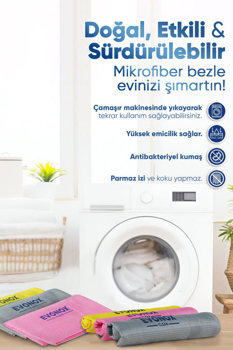 Evonox Clean Mikrofiber Çok Amaçlı Temizlik Bezi 3'lü Set
