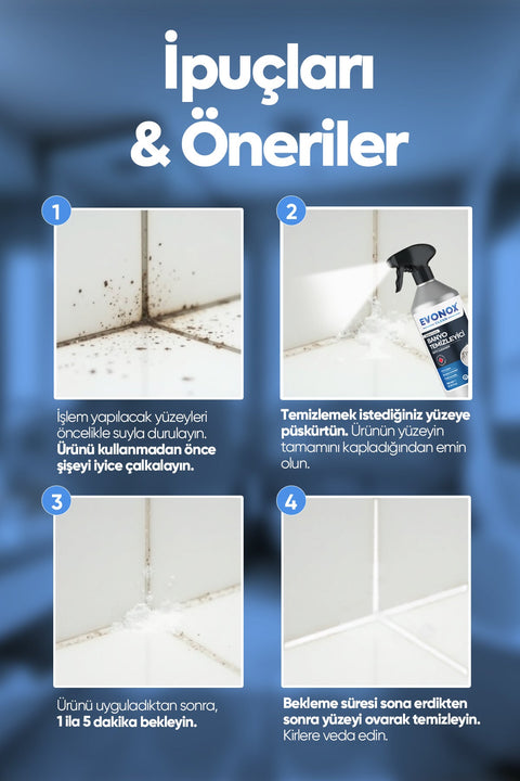 Evonox Clean Ultra Güçlü Banyo Temizleyici ve Kireç Çözücü Okyanus Kokulu Sprey 750 ml