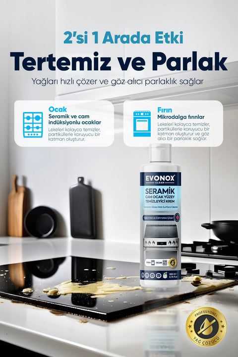 Evonox Clean Seramik Cam Ocak Yüzey Temizleyici Krem