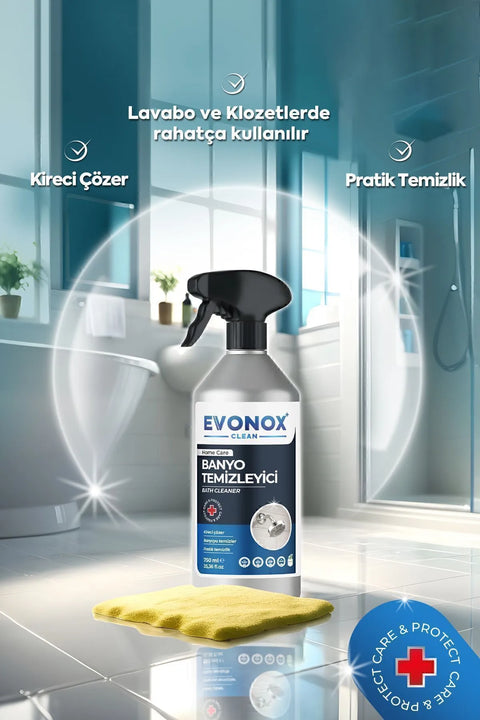 Evonox Clean Ultra Güçlü Banyo Temizleyici ve Kireç Çözücü Okyanus Kokulu Sprey 750 ml
