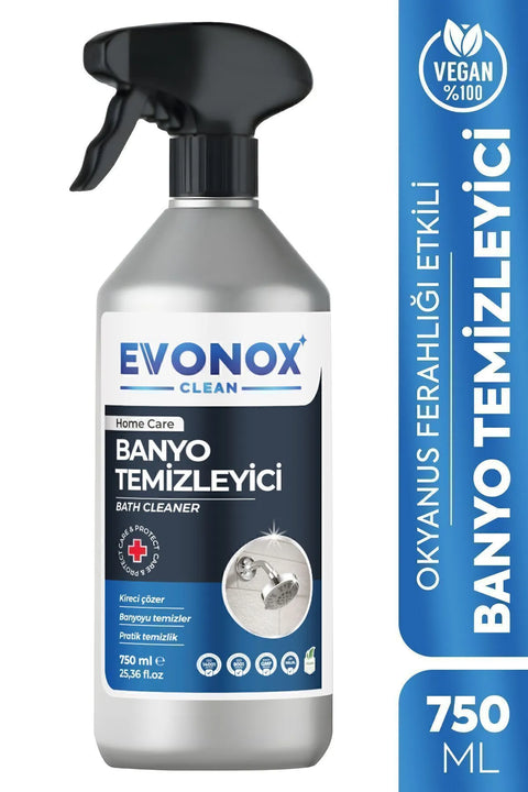 Evonox Clean Ultra Güçlü Banyo Temizleyici ve Kireç Çözücü Okyanus Kokulu Sprey 750 ml