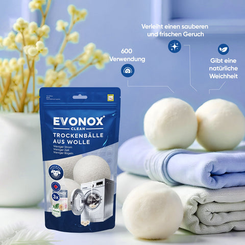 Evonox Clean – 3’lü Yün Kurutma Topu Seti