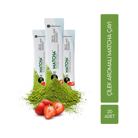 Yeşil Matcha Çayı Spirulina ve Çilek Aromalı – 20 Toz